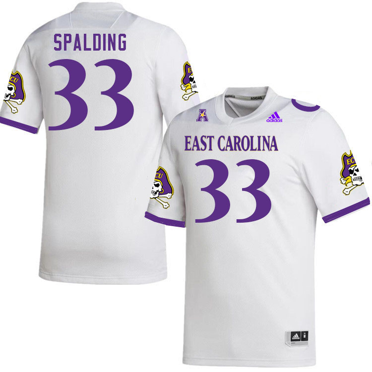 Men #33 Brock Spalding ECU Pirates 2023 College Football Jerseys Stitched-White - Click Image to Close